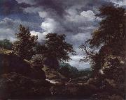 Jacob van Ruisdael Hilly Wooded Landscape with Cattle France oil painting artist